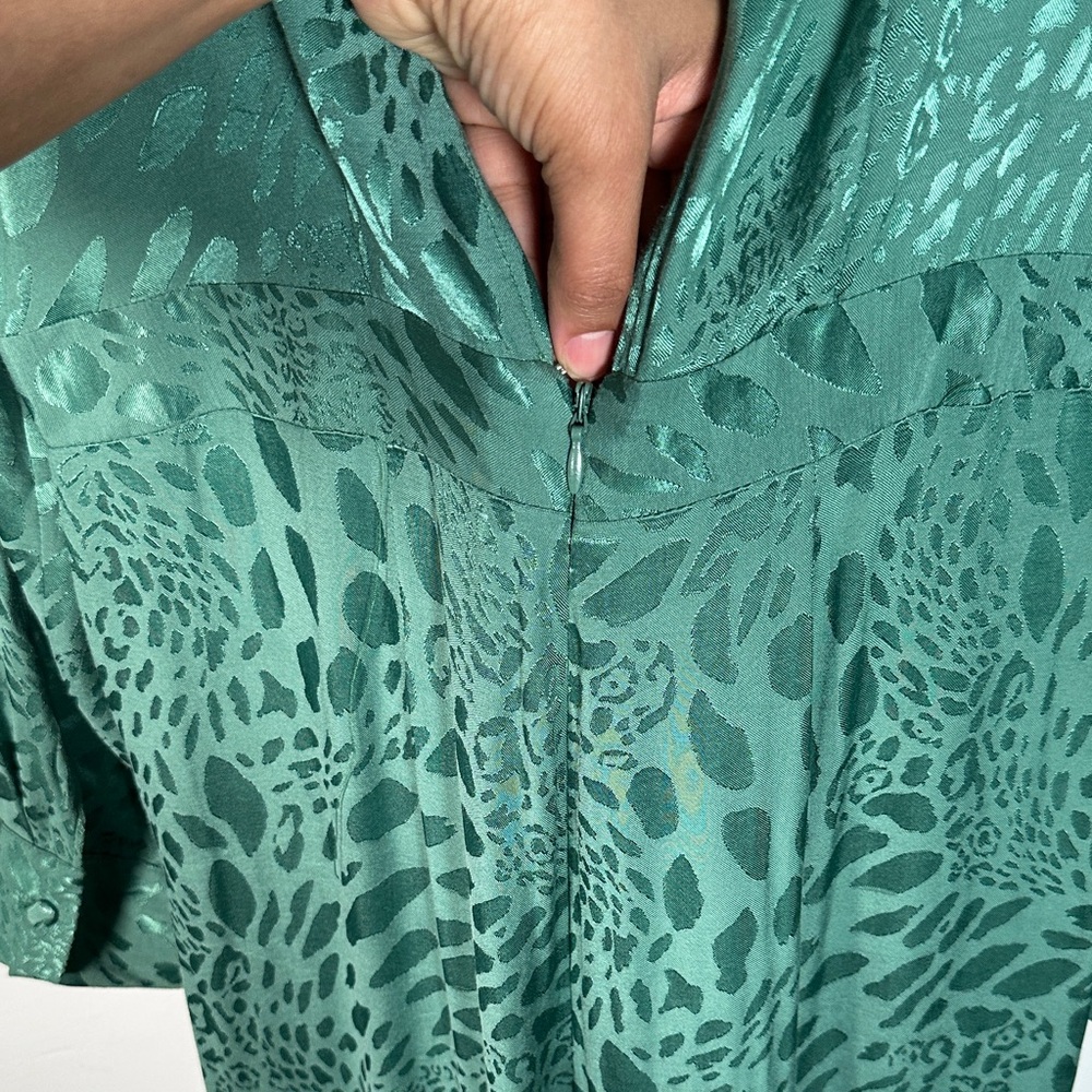 Topshop Emerald Green Statement Wide-Leg Jumpsuit – Tie Neck – Size 6 - Picture 13 of 15